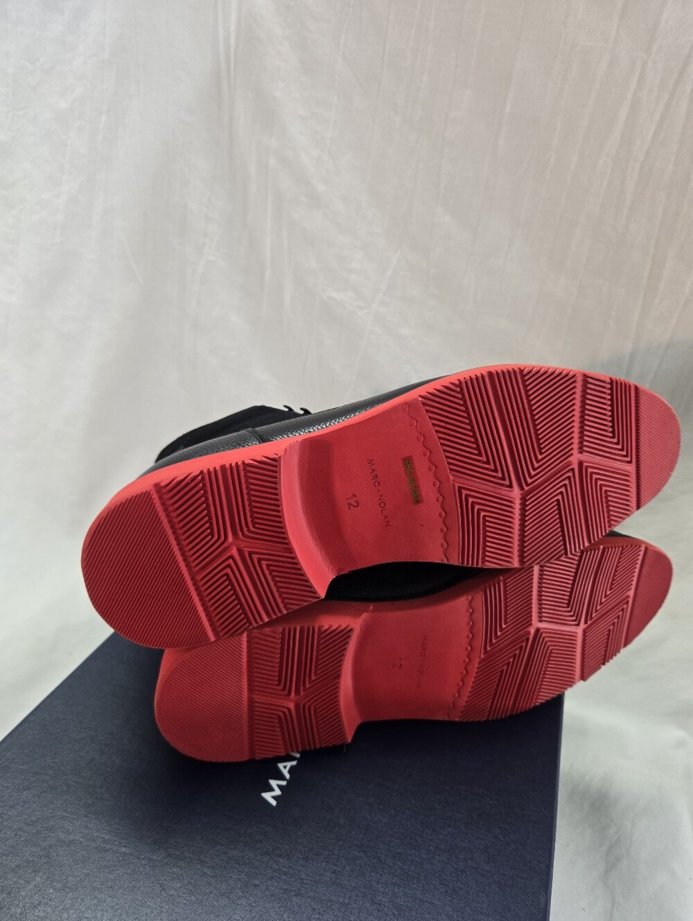 Marc Nolan Aiden Black Leather and Suede Combat Boots with Red Sole New - Picture 7 of 7